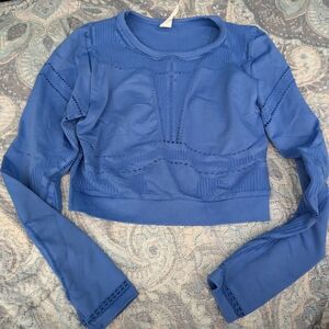 Fabletics Royal Blue Long Sleeve Seamless Crop Top